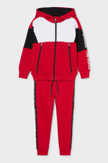 Children - Set - zip-through sweatshirt with hood and joggers - 2 piece - red