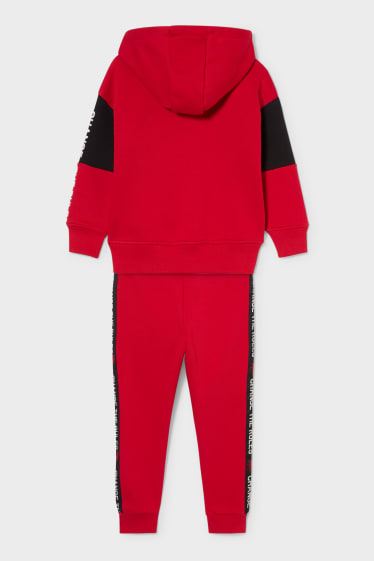 Children - Set - zip-through sweatshirt with hood and joggers - 2 piece - red
