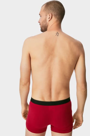 Men - Multipack of 5 - trunks  - LYCRA® - red / black