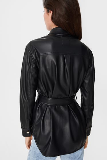 Women - CLOCKHOUSE - shacket - faux leather - black