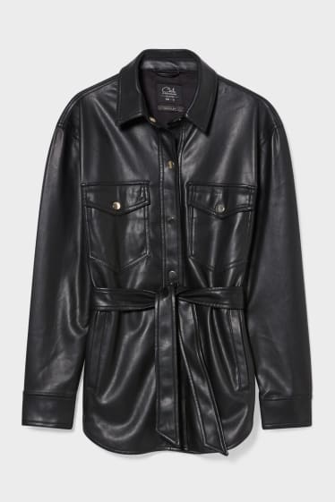 Women - CLOCKHOUSE - shacket - faux leather - black