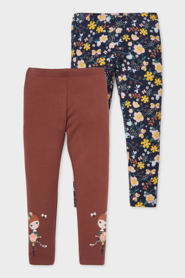 Children - Multipack of 2 - leggings - brown / dark blue