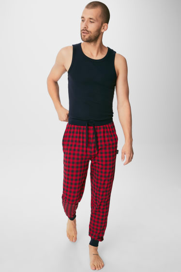 Mężczyźni - Spodnie od piżamy - w kratę - czerwony / niebieski