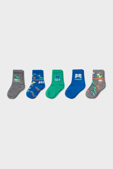 Niños - Pack de 5 - calcetines - azul / gris