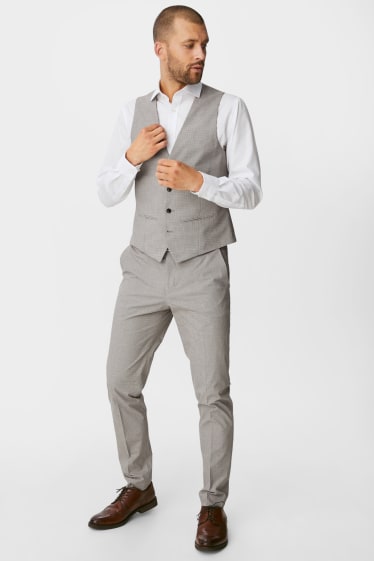 Heren - Pantalon - slim fit - stretch - geruit - grijs-bruin