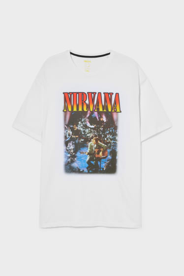 Heren - T-shirt - Nirvana - wit