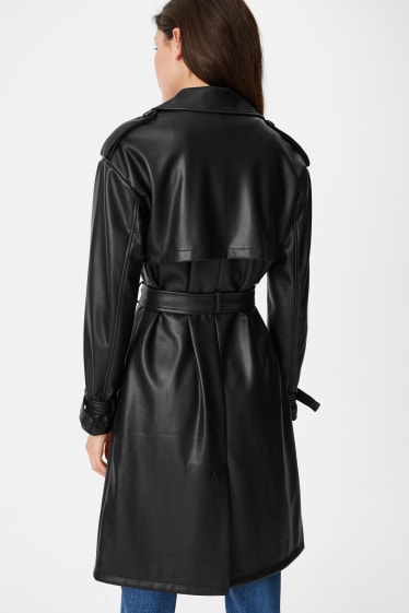 Damen - CLOCKHOUSE - Trenchcoat - Lederimitat - schwarz