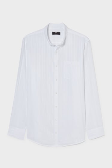 Men - Business shirt - regular fit - button-down collar - white