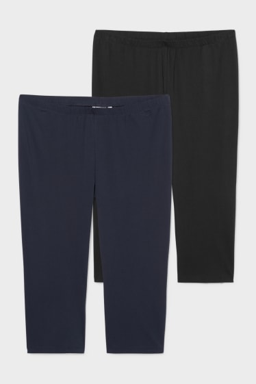 Dames - Set van 2 - Capri legging - elastisch - donkerblauw