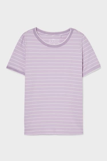 Women - T-shirt - striped - light violet