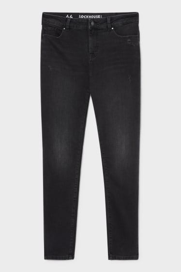 Dames - CLOCKHOUSE - skinny jeans - super high waist - zwart