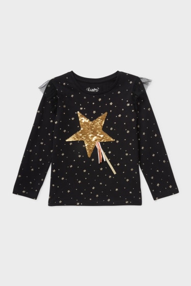 Kinderen - Longsleeve - glanseffect - zwart