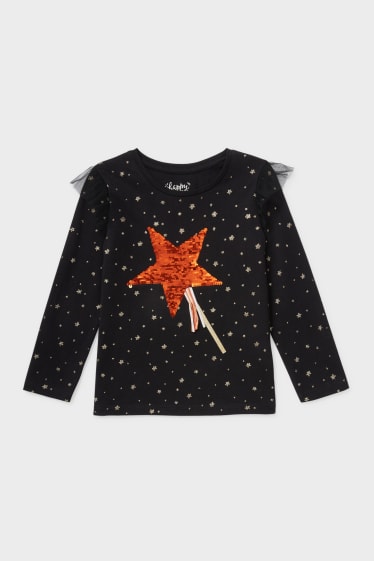 Kinderen - Longsleeve - glanseffect - zwart