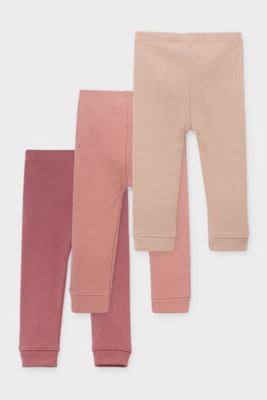 Neonati - Confezione da 3 - leggings per neonate - marrone / beige