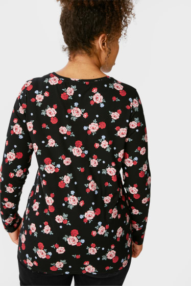 Femmes - CLOCKHOUSE - haut à manches longues - motif floral - noir