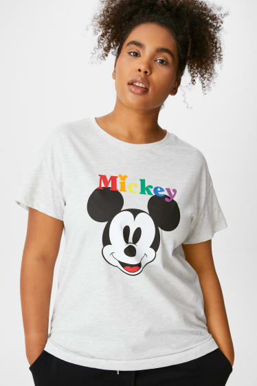 Mujer - CLOCKHOUSE - camiseta - Mickey Mouse - PRIDE - gris claro jaspeado