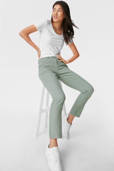 Dámské - Kalhoty - slim fit - mátově zelená