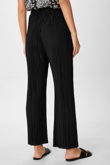 Femmes - Pantalon plissé - flared - noir