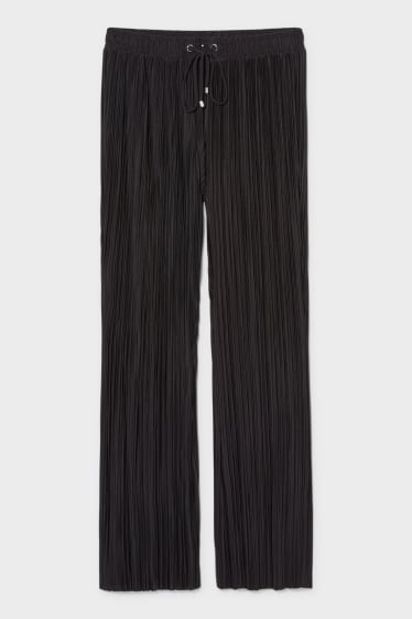 Kobiety - Plisowane spodnie - flared - czarny