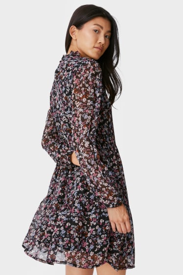 Women - A-line dress - floral - black