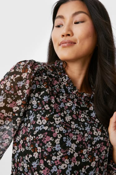 Women - A-line dress - floral - black