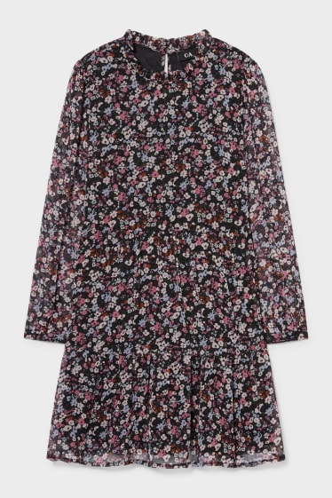 Women - A-line dress - floral - black