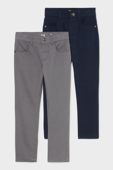 Niños - Pack de 2 - pantalones - cinturilla extra estrecha - azul oscuro / gris