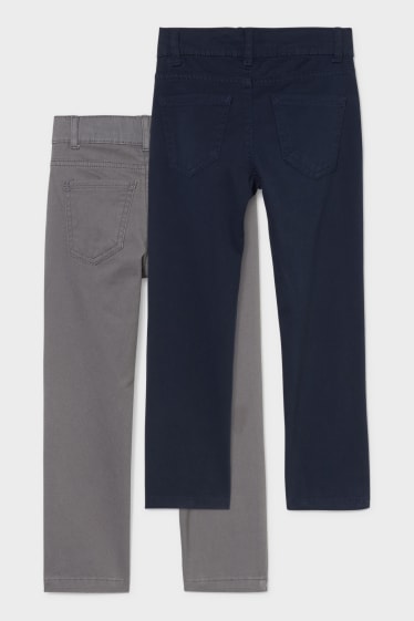 Niños - Pack de 2 - pantalones - cinturilla extra estrecha - azul oscuro / gris
