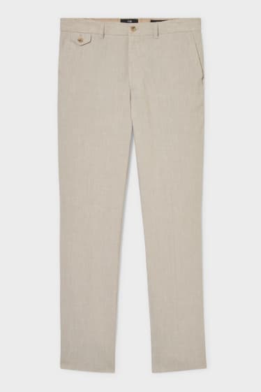 Uomo - Pantaloni chino - regular fit - misto lino - beige
