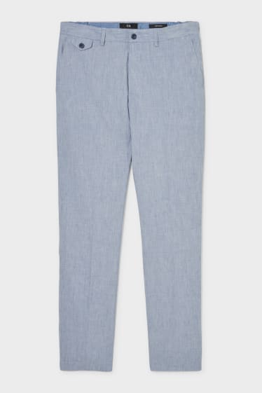 Men - Chinos - regular fit - linen blend - blue-melange