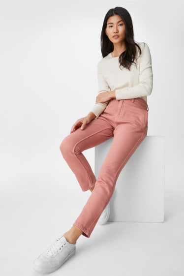Women - Trousers - slim fit - salmon coloured