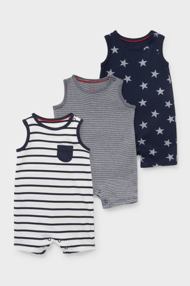 Bébés - Lot de 3 - pyjama pour bébé - bleu foncé / blanc