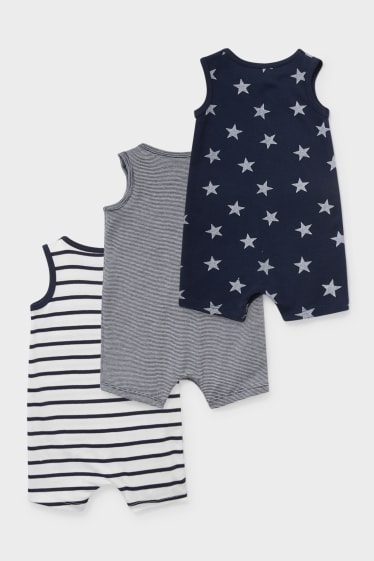 Niemowlęta - Wielopak, 3 szt.- niemowlęca piżamka - ciemnoniebieski / biały