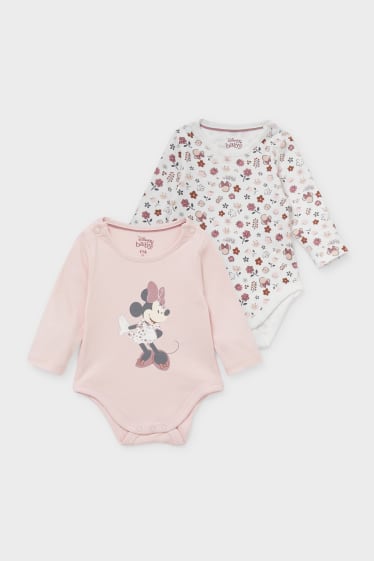 Baby's - Set van 2 - Minnie Mouse - rompertje - wit / roze
