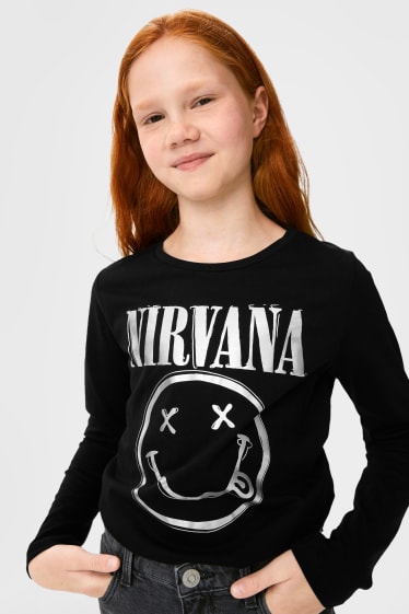 Bambini - Nirvana - maglia a maniche lunghe - effetto brillante - nero