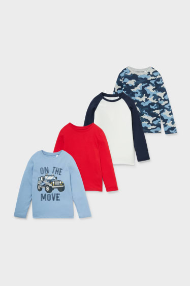 Bambini - Confezione da 4 - maglia a maniche lunghe - rosso / blu scuro
