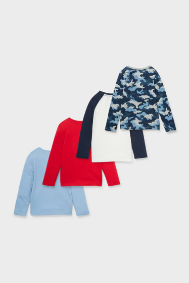 Bambini - Confezione da 4 - maglia a maniche lunghe - rosso / blu scuro