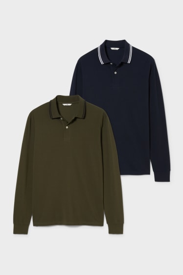 Herren - Multipack 2er - Poloshirt - dunkelgrün / dunkelblau