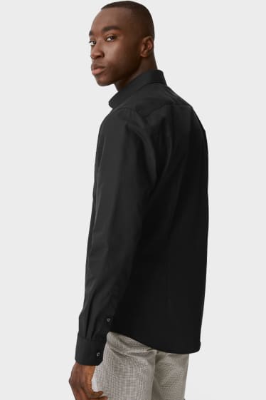 Hommes - Chemise de bureau - slim fit - col kent - noir