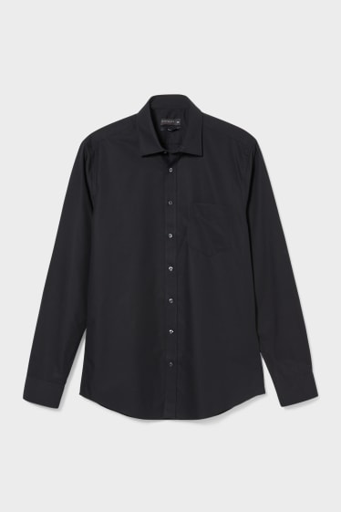Pánské - Business košile - slim fit - kent - černá