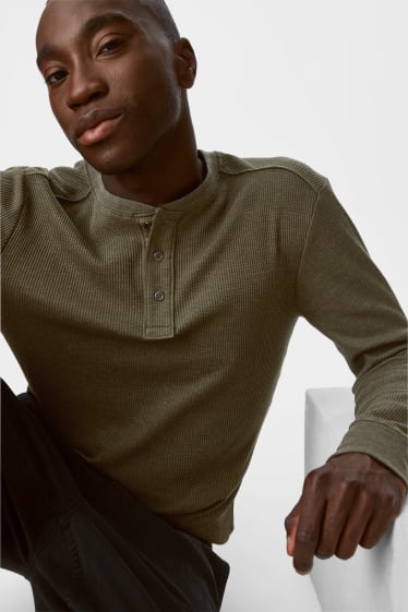 Uomo - Confezione da 2 - maglia a maniche lunghe - grigio / verde scuro