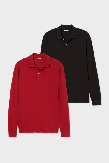Men - Multipack of 2 - polo shirt - red / black