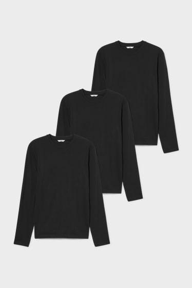 Uomo - Confezione da 3 - maglia a maniche lunghe - nero