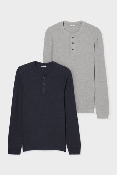 Men - Multipack of 2 - long sleeve top - gray / dark blue