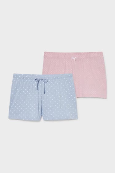 Women - Multipack of 2 - pyjama shorts  - polka dot - rose / light blue