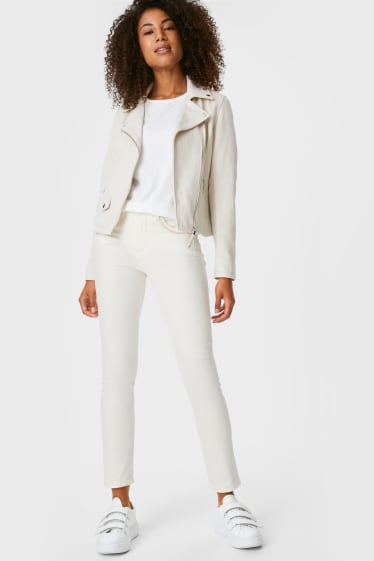 Donna - Slim jeans - effetto brillante - bianco crema