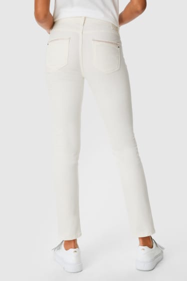 Dámské - Slim jeans - s lesklou aplikací - krémově bílá