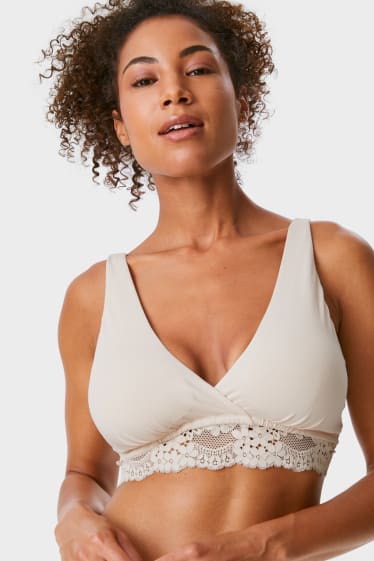 Donna - Confezione da 2 - reggiseno per allattamento - imbottito - crema