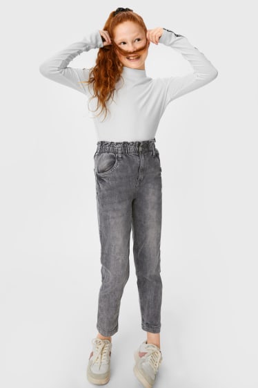 Kinder - Set - Relaxed Jeans und Haargummi - jeans-grau