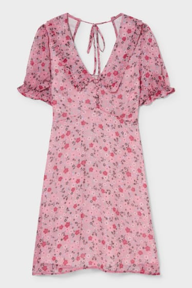 Dámské - CLOCKHOUSE - šifonové šaty - s květinovým vzorem - růžová